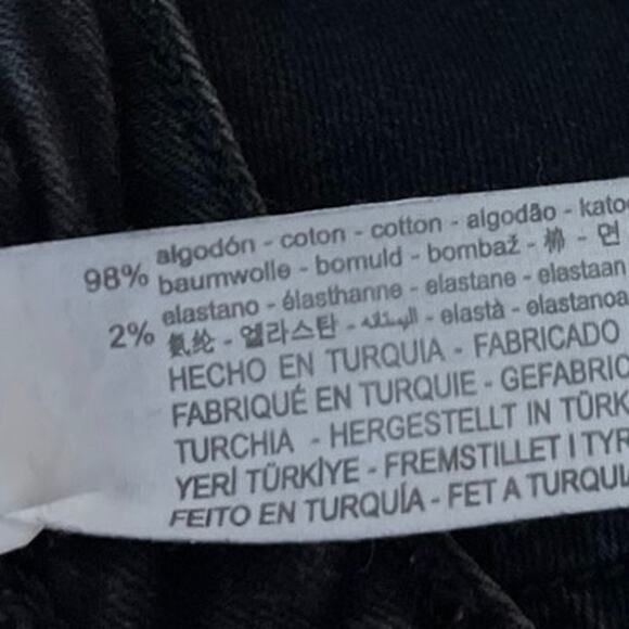 Zara Black Washed Mid Rise Stretch Casual Cropped Skinny Denim Jeans Size 4 - Picture 5 of 5